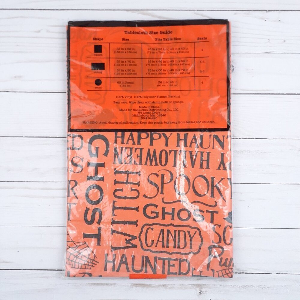 Vinyl Tablecloth 60 in Round Halloween Pumpkin Web Picnic Party Camping - Picture 2 of 2